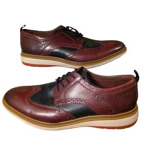 Clarks Artisan Wingtip Oxford Dress Shoes Burgundy Black Leather Mens 13M